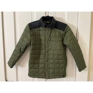 Quiksilver boys small 7/8 quilted insulated green puffer shacket light coat